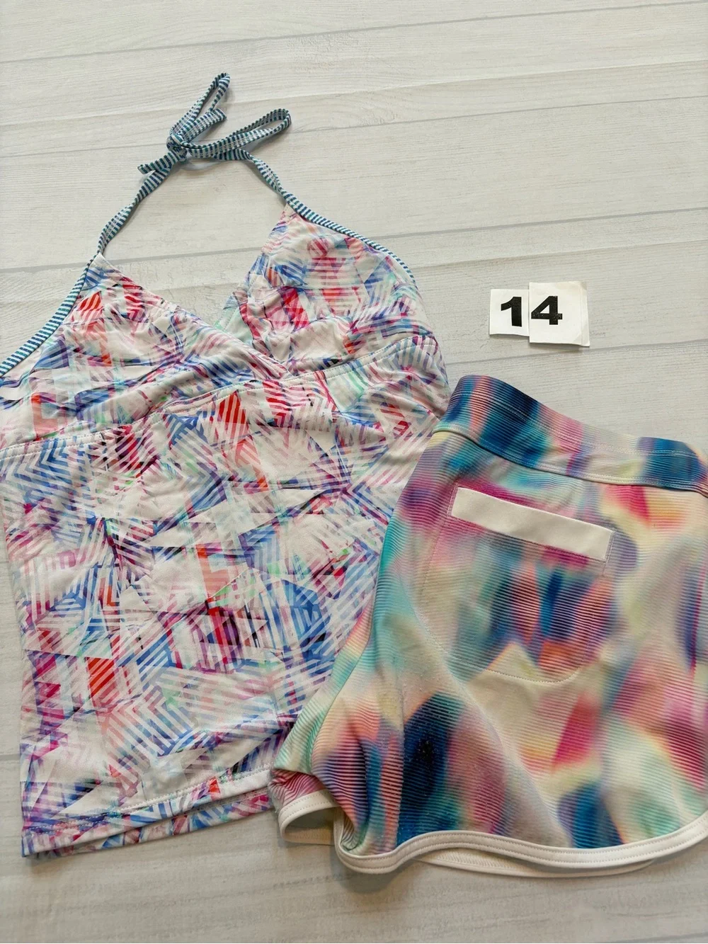 Athleta Girls Multicolor Printed Halter Tankini and Swim Skort